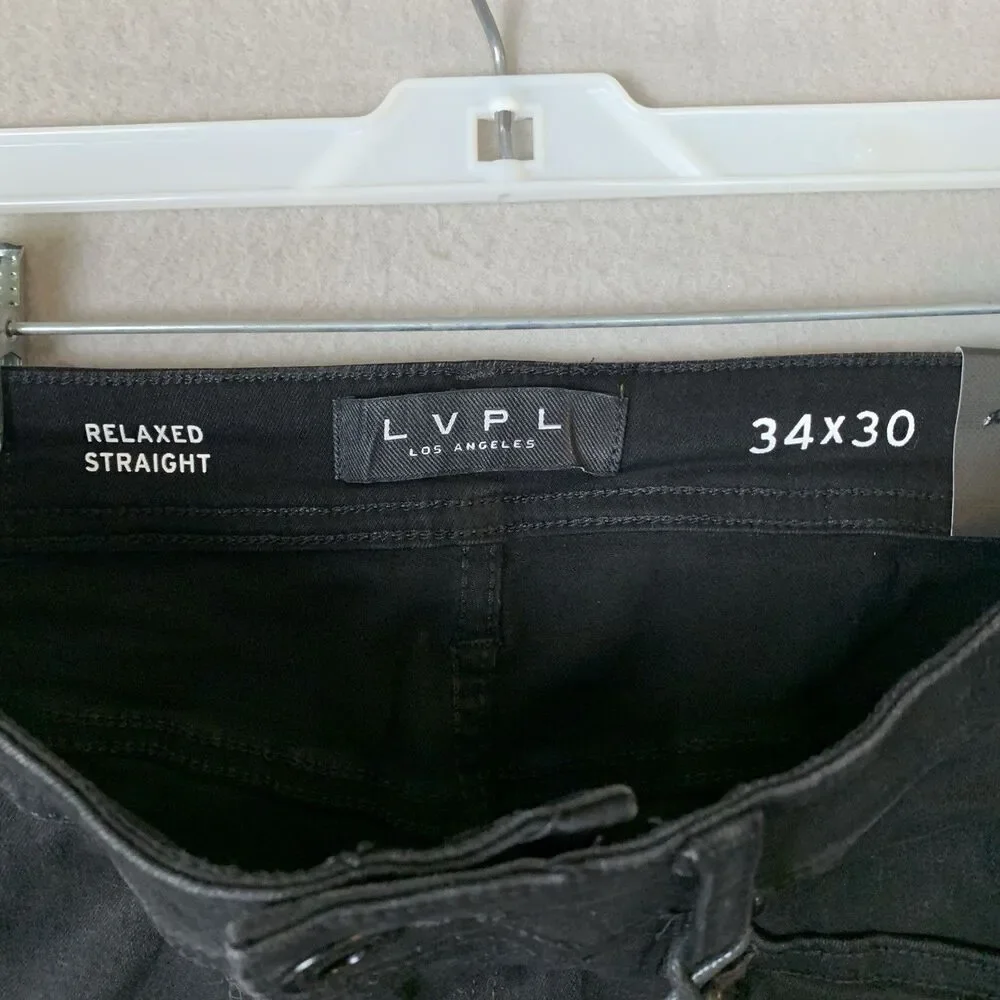 LVPL Liverpool Jeans Men 34x30 Black Kingston Relaxed Straight Preppy Dadcore
